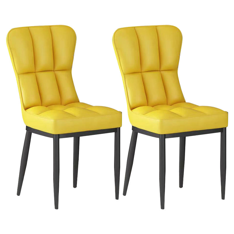 Metal Modern Dining Side Chair with Color Cushion Parsons Chairs for Home Yellow 2 Piece Set Black Clearhalo ' kitchen&dining_furn' 'Dining Chairs' 'Dining Tables & Seating' 'dining_chair' 'furn' 'furn_dining_chair' 'Furniture' 'furniture_dining_chair' 'Kitchen & Dining Furniture' 'kitchen' 3542414