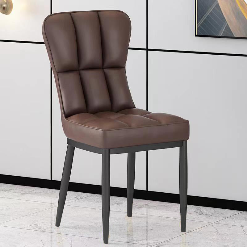 Metal Modern Dining Side Chair with Color Cushion Parsons Chairs for Home Brown 1 Piece Black Clearhalo ' kitchen&dining_furn' 'Dining Chairs' 'Dining Tables & Seating' 'dining_chair' 'furn' 'furn_dining_chair' 'Furniture' 'furniture_dining_chair' 'Kitchen & Dining Furniture' 'kitchen' 3542416