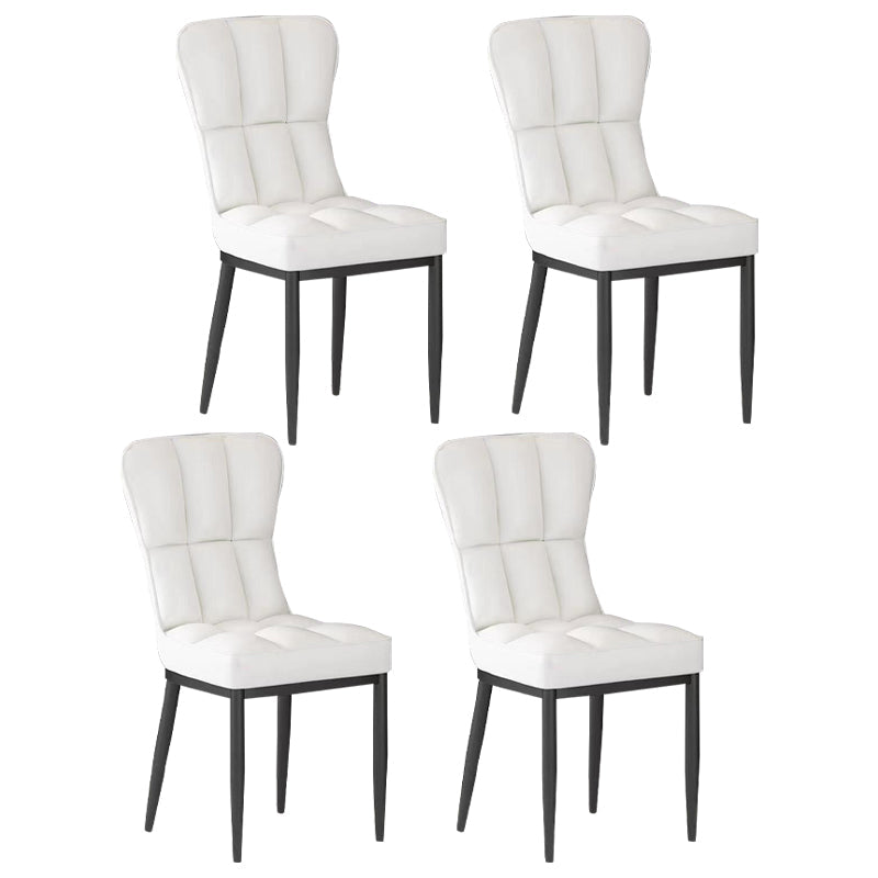 Metal Modern Dining Side Chair with Color Cushion Parsons Chairs for Home Off-White 4 Piece Set Black Clearhalo ' kitchen&dining_furn' 'Dining Chairs' 'Dining Tables & Seating' 'dining_chair' 'furn' 'furn_dining_chair' 'Furniture' 'furniture_dining_chair' 'Kitchen & Dining Furniture' 'kitchen' 3542421