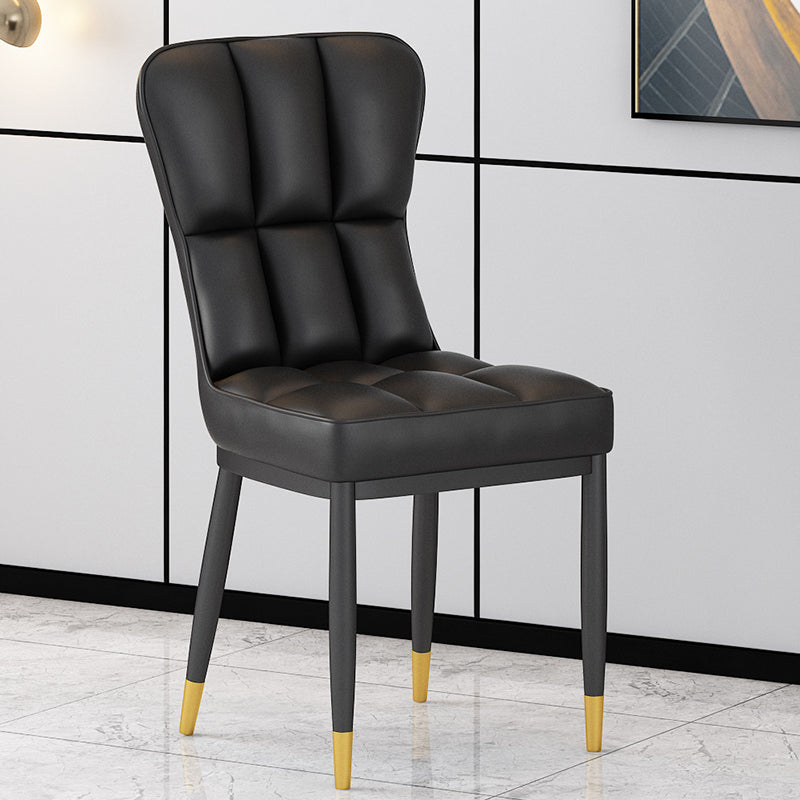 Metal Modern Dining Side Chair with Color Cushion Parsons Chairs for Home Black 1 Piece Brass Gold Clearhalo ' kitchen&dining_furn' 'Dining Chairs' 'Dining Tables & Seating' 'dining_chair' 'furn' 'furn_dining_chair' 'Furniture' 'furniture_dining_chair' 'Kitchen & Dining Furniture' 'kitchen' 3542422