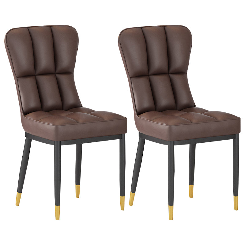 Metal Modern Dining Side Chair with Color Cushion Parsons Chairs for Home Brown 2 Piece Set Brass Gold Clearhalo ' kitchen&dining_furn' 'Dining Chairs' 'Dining Tables & Seating' 'dining_chair' 'furn' 'furn_dining_chair' 'Furniture' 'furniture_dining_chair' 'Kitchen & Dining Furniture' 'kitchen' 3542435
