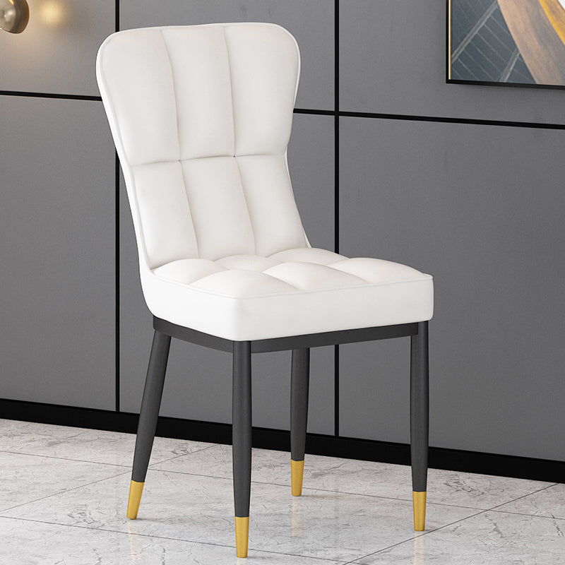 Metal Modern Dining Side Chair with Color Cushion Parsons Chairs for Home Off-White 1 Piece Brass Gold Clearhalo ' kitchen&dining_furn' 'Dining Chairs' 'Dining Tables & Seating' 'dining_chair' 'furn' 'furn_dining_chair' 'Furniture' 'furniture_dining_chair' 'Kitchen & Dining Furniture' 'kitchen' 3542437