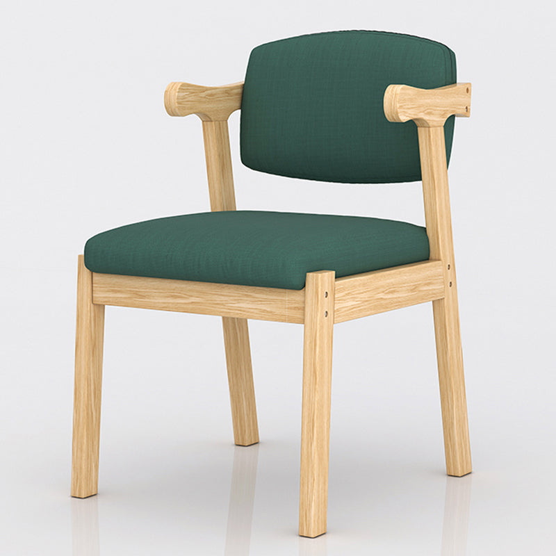 Contemporary Dining Arm Chair Open Back Chair with 4 Legs for Home Use Dark Green 1 Piece Natural Wood Clearhalo ' kitchen&dining_furn' 'Dining Chairs' 'Dining Tables & Seating' 'dining_chair' 'furn' 'furn_dining_chair' 'Furniture' 'furniture_dining_chair' 'Kitchen & Dining Furniture' 'kitchen' 3542462