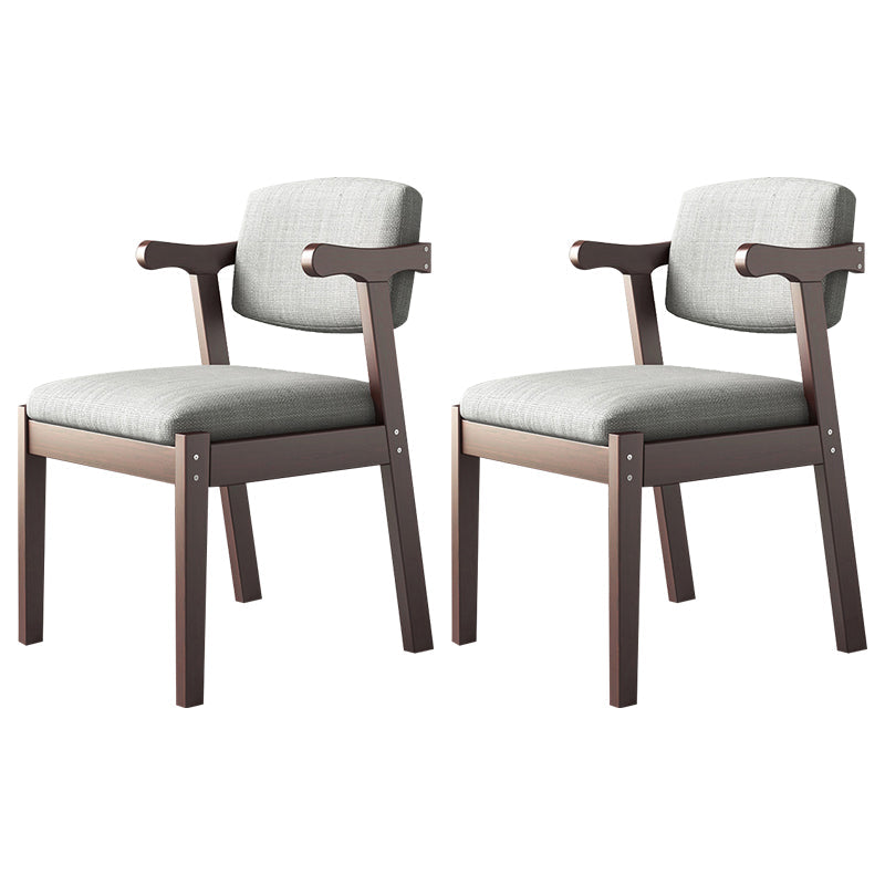 Contemporary Dining Arm Chair Open Back Chair with 4 Legs for Home Use Grey 2 Piece Set Walnut Clearhalo ' kitchen&dining_furn' 'Dining Chairs' 'Dining Tables & Seating' 'dining_chair' 'furn' 'furn_dining_chair' 'Furniture' 'furniture_dining_chair' 'Kitchen & Dining Furniture' 'kitchen' 3542466