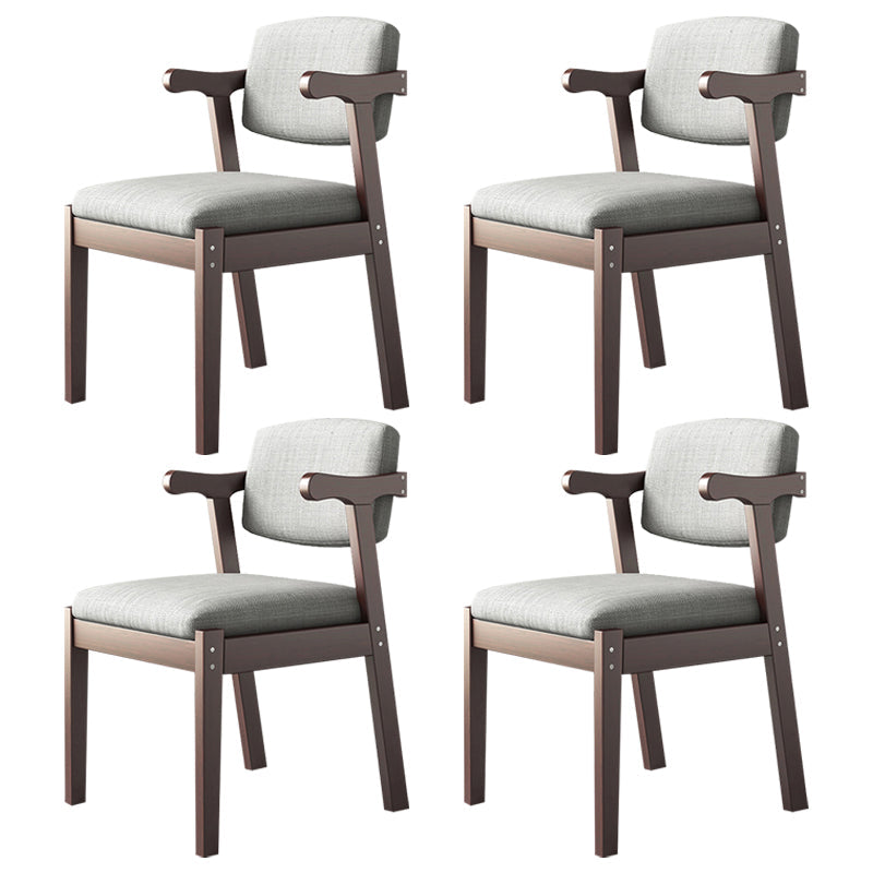 Contemporary Dining Arm Chair Open Back Chair with 4 Legs for Home Use Grey 4 Piece Set Walnut Clearhalo ' kitchen&dining_furn' 'Dining Chairs' 'Dining Tables & Seating' 'dining_chair' 'furn' 'furn_dining_chair' 'Furniture' 'furniture_dining_chair' 'Kitchen & Dining Furniture' 'kitchen' 3542467