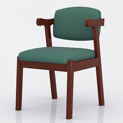 Contemporary Dining Arm Chair Open Back Chair with 4 Legs for Home Use Dark Green 1 Piece Walnut Clearhalo ' kitchen&dining_furn' 'Dining Chairs' 'Dining Tables & Seating' 'dining_chair' 'furn' 'furn_dining_chair' 'Furniture' 'furniture_dining_chair' 'Kitchen & Dining Furniture' 'kitchen' 3542474