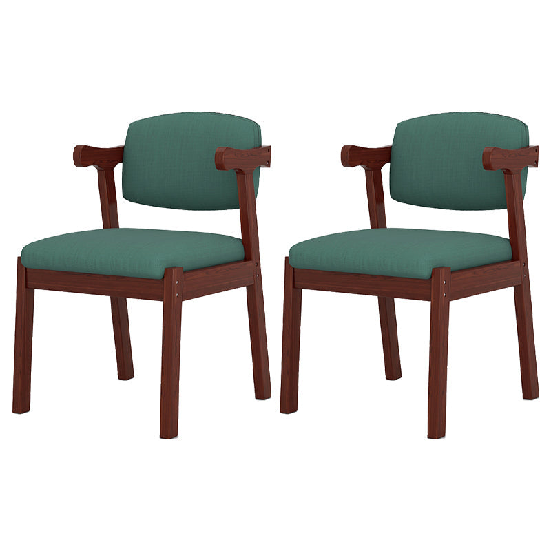 Contemporary Dining Arm Chair Open Back Chair with 4 Legs for Home Use Dark Green 2 Piece Set Walnut Clearhalo ' kitchen&dining_furn' 'Dining Chairs' 'Dining Tables & Seating' 'dining_chair' 'furn' 'furn_dining_chair' 'Furniture' 'furniture_dining_chair' 'Kitchen & Dining Furniture' 'kitchen' 3542475