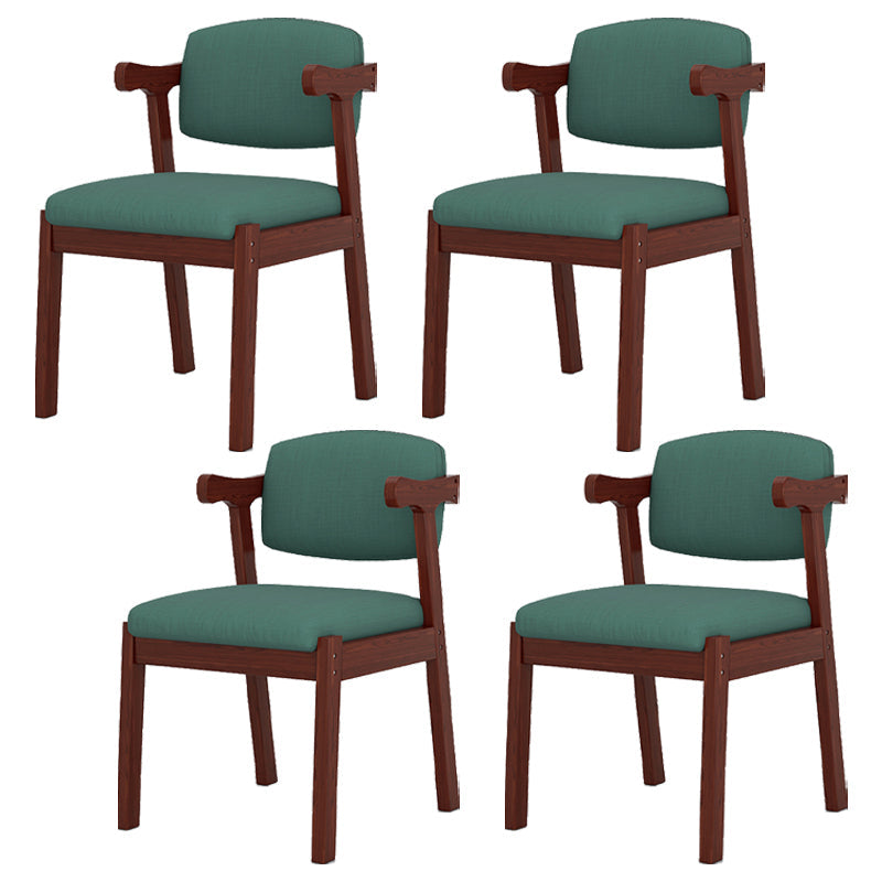 Contemporary Dining Arm Chair Open Back Chair with 4 Legs for Home Use Dark Green 4 Piece Set Walnut Clearhalo ' kitchen&dining_furn' 'Dining Chairs' 'Dining Tables & Seating' 'dining_chair' 'furn' 'furn_dining_chair' 'Furniture' 'furniture_dining_chair' 'Kitchen & Dining Furniture' 'kitchen' 3542476
