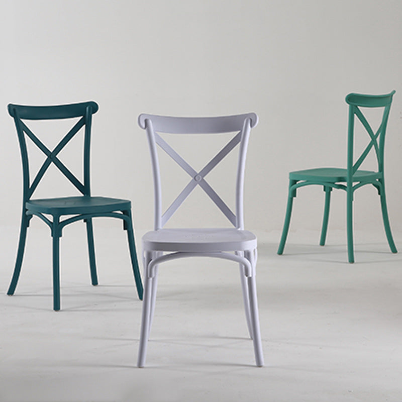 Modern Style Plastic Dining Chair of 17'' Wide Cross Back Side Chair for Kitchen Clearhalo ' kitchen&dining_furn' 'Dining Chairs' 'Dining Tables & Seating' 'dining_chair' 'furn' 'furn_dining_chair' 'Furniture' 'furniture_dining_chair' 'Kitchen & Dining Furniture' 'kitchen' 3542477