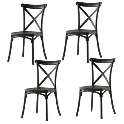 Modern Style Plastic Dining Chair of 17'' Wide Cross Back Side Chair for Kitchen Black 4 Piece Set Clearhalo ' kitchen&dining_furn' 'Dining Chairs' 'Dining Tables & Seating' 'dining_chair' 'furn' 'furn_dining_chair' 'Furniture' 'furniture_dining_chair' 'Kitchen & Dining Furniture' 'kitchen' 3542478