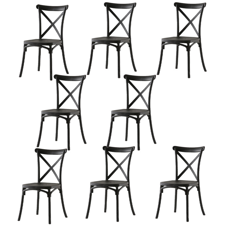 Modern Style Plastic Dining Chair of 17'' Wide Cross Back Side Chair for Kitchen Black 8 Piece Set Clearhalo ' kitchen&dining_furn' 'Dining Chairs' 'Dining Tables & Seating' 'dining_chair' 'furn' 'furn_dining_chair' 'Furniture' 'furniture_dining_chair' 'Kitchen & Dining Furniture' 'kitchen' 3542479
