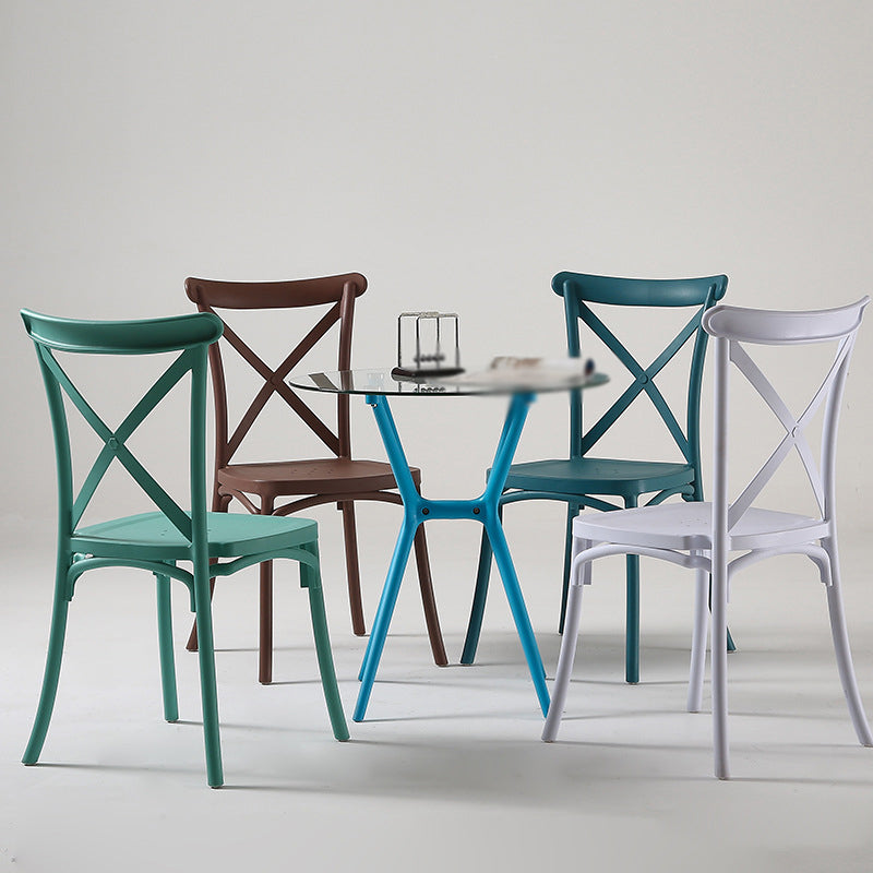 Modern Style Plastic Dining Chair of 17'' Wide Cross Back Side Chair for Kitchen Clearhalo ' kitchen&dining_furn' 'Dining Chairs' 'Dining Tables & Seating' 'dining_chair' 'furn' 'furn_dining_chair' 'Furniture' 'furniture_dining_chair' 'Kitchen & Dining Furniture' 'kitchen' 3542480