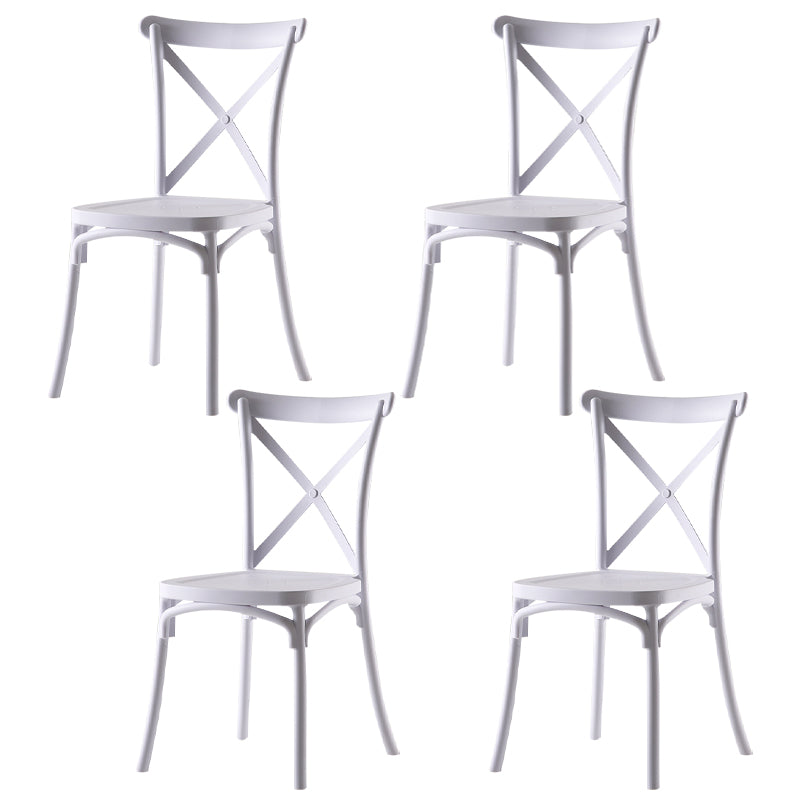 Modern Style Plastic Dining Chair of 17'' Wide Cross Back Side Chair for Kitchen White 4 Piece Set Clearhalo ' kitchen&dining_furn' 'Dining Chairs' 'Dining Tables & Seating' 'dining_chair' 'furn' 'furn_dining_chair' 'Furniture' 'furniture_dining_chair' 'Kitchen & Dining Furniture' 'kitchen' 3542482