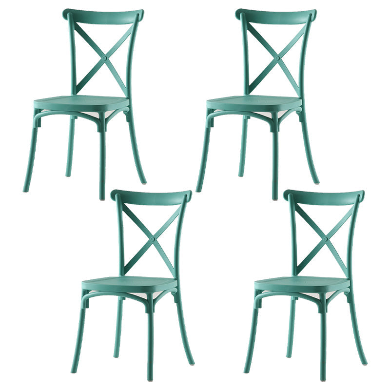 Modern Style Plastic Dining Chair of 17'' Wide Cross Back Side Chair for Kitchen Green 4 Piece Set Clearhalo ' kitchen&dining_furn' 'Dining Chairs' 'Dining Tables & Seating' 'dining_chair' 'furn' 'furn_dining_chair' 'Furniture' 'furniture_dining_chair' 'Kitchen & Dining Furniture' 'kitchen' 3542489