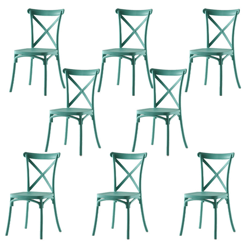 Modern Style Plastic Dining Chair of 17'' Wide Cross Back Side Chair for Kitchen Green 8 Piece Set Clearhalo ' kitchen&dining_furn' 'Dining Chairs' 'Dining Tables & Seating' 'dining_chair' 'furn' 'furn_dining_chair' 'Furniture' 'furniture_dining_chair' 'Kitchen & Dining Furniture' 'kitchen' 3542492