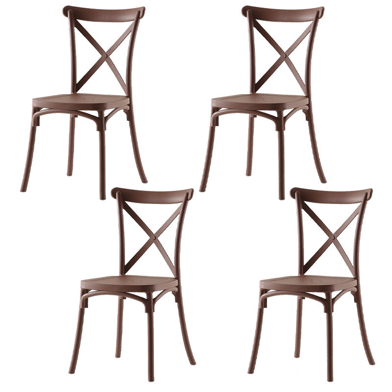 Modern Style Plastic Dining Chair of 17'' Wide Cross Back Side Chair for Kitchen Coffee 4 Piece Set Clearhalo ' kitchen&dining_furn' 'Dining Chairs' 'Dining Tables & Seating' 'dining_chair' 'furn' 'furn_dining_chair' 'Furniture' 'furniture_dining_chair' 'Kitchen & Dining Furniture' 'kitchen' 3542493