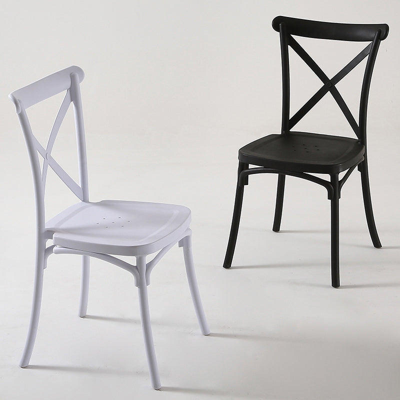 Modern Style Plastic Dining Chair of 17'' Wide Cross Back Side Chair for Kitchen Clearhalo ' kitchen&dining_furn' 'Dining Chairs' 'Dining Tables & Seating' 'dining_chair' 'furn' 'furn_dining_chair' 'Furniture' 'furniture_dining_chair' 'Kitchen & Dining Furniture' 'kitchen' 3542494