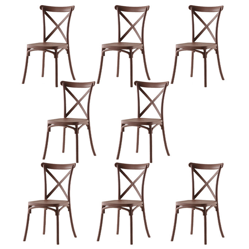 Modern Style Plastic Dining Chair of 17'' Wide Cross Back Side Chair for Kitchen Coffee 8 Piece Set Clearhalo ' kitchen&dining_furn' 'Dining Chairs' 'Dining Tables & Seating' 'dining_chair' 'furn' 'furn_dining_chair' 'Furniture' 'furniture_dining_chair' 'Kitchen & Dining Furniture' 'kitchen' 3542495