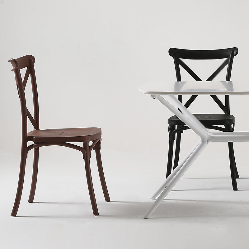 Modern Style Plastic Dining Chair of 17'' Wide Cross Back Side Chair for Kitchen Clearhalo ' kitchen&dining_furn' 'Dining Chairs' 'Dining Tables & Seating' 'dining_chair' 'furn' 'furn_dining_chair' 'Furniture' 'furniture_dining_chair' 'Kitchen & Dining Furniture' 'kitchen' 3542497