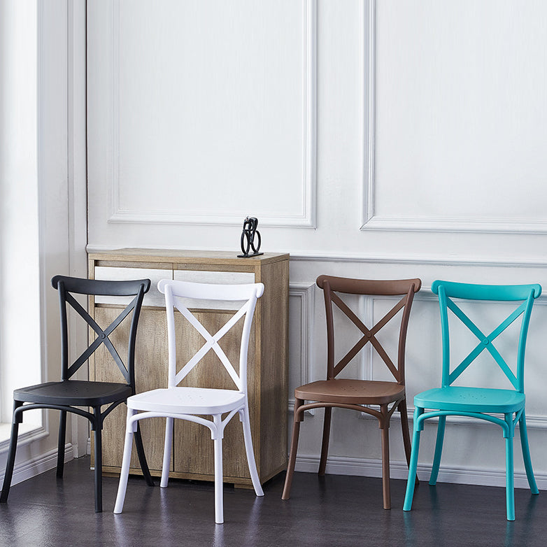 Modern Style Plastic Dining Chair of 17'' Wide Cross Back Side Chair for Kitchen Clearhalo ' kitchen&dining_furn' 'Dining Chairs' 'Dining Tables & Seating' 'dining_chair' 'furn' 'furn_dining_chair' 'Furniture' 'furniture_dining_chair' 'Kitchen & Dining Furniture' 'kitchen' 3542498