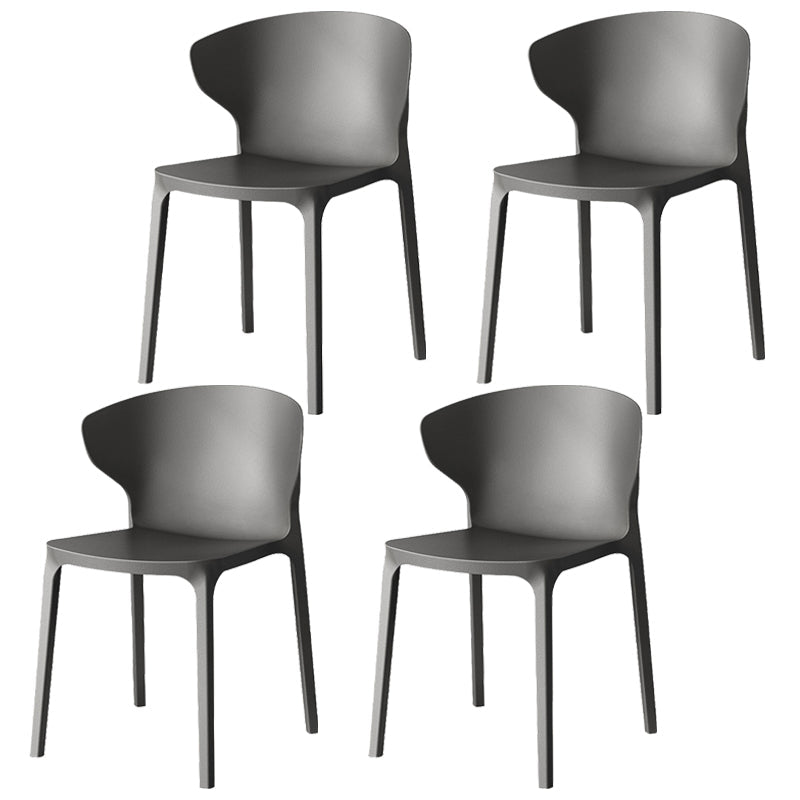 Modern Plastic Indoor Chair 35"H Wingback Side Dining Chair for Restaurant Dark Gray 4 Piece Set Clearhalo ' kitchen&dining_furn' 'Dining Chairs' 'Dining Tables & Seating' 'dining_chair' 'furn' 'furn_dining_chair' 'Furniture' 'furniture_dining_chair' 'Kitchen & Dining Furniture' 'kitchen' 3542510