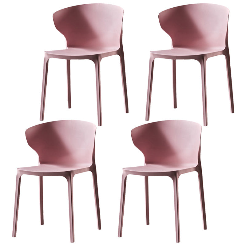 Modern Plastic Indoor Chair 35"H Wingback Side Dining Chair for Restaurant Pink 4 Piece Set Clearhalo ' kitchen&dining_furn' 'Dining Chairs' 'Dining Tables & Seating' 'dining_chair' 'furn' 'furn_dining_chair' 'Furniture' 'furniture_dining_chair' 'Kitchen & Dining Furniture' 'kitchen' 3542524