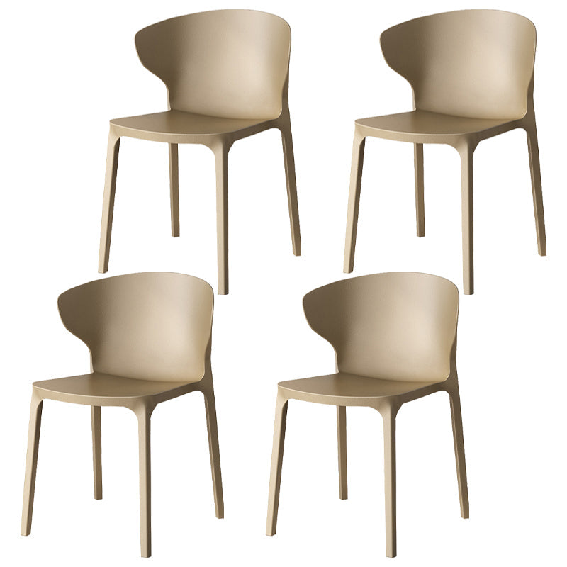 Modern Plastic Indoor Chair 35"H Wingback Side Dining Chair for Restaurant Khaki 4 Piece Set Clearhalo ' kitchen&dining_furn' 'Dining Chairs' 'Dining Tables & Seating' 'dining_chair' 'furn' 'furn_dining_chair' 'Furniture' 'furniture_dining_chair' 'Kitchen & Dining Furniture' 'kitchen' 3542539
