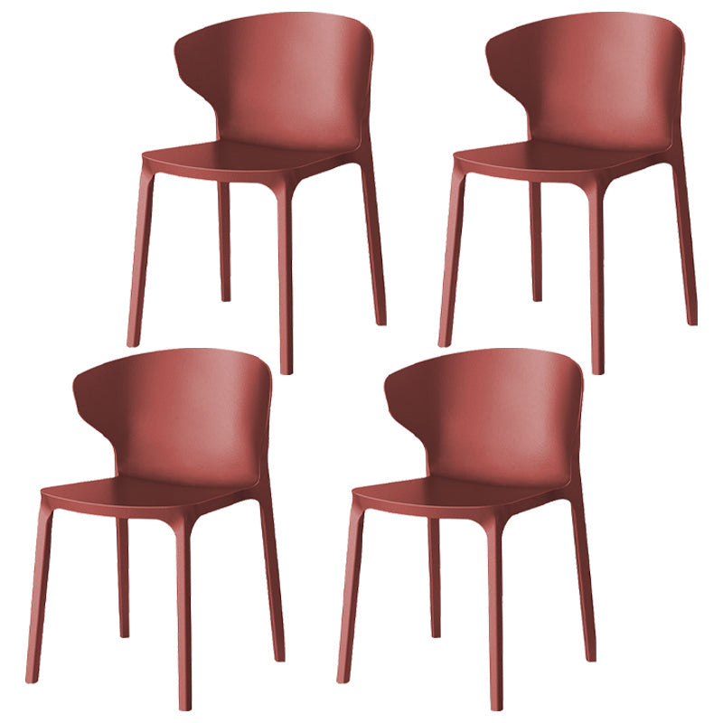 Modern Plastic Indoor Chair 35"H Wingback Side Dining Chair for Restaurant Burgundy 4 Piece Set Clearhalo ' kitchen&dining_furn' 'Dining Chairs' 'Dining Tables & Seating' 'dining_chair' 'furn' 'furn_dining_chair' 'Furniture' 'furniture_dining_chair' 'Kitchen & Dining Furniture' 'kitchen' 3542542