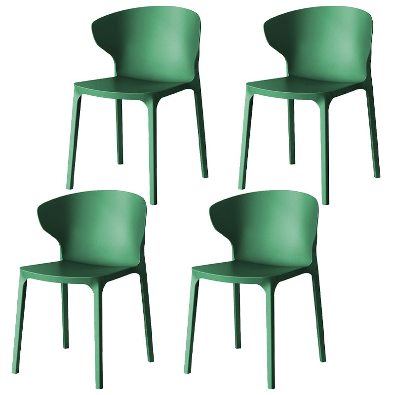 Modern Plastic Indoor Chair 35"H Wingback Side Dining Chair for Restaurant Dark Green 4 Piece Set Clearhalo ' kitchen&dining_furn' 'Dining Chairs' 'Dining Tables & Seating' 'dining_chair' 'furn' 'furn_dining_chair' 'Furniture' 'furniture_dining_chair' 'Kitchen & Dining Furniture' 'kitchen' 3542545