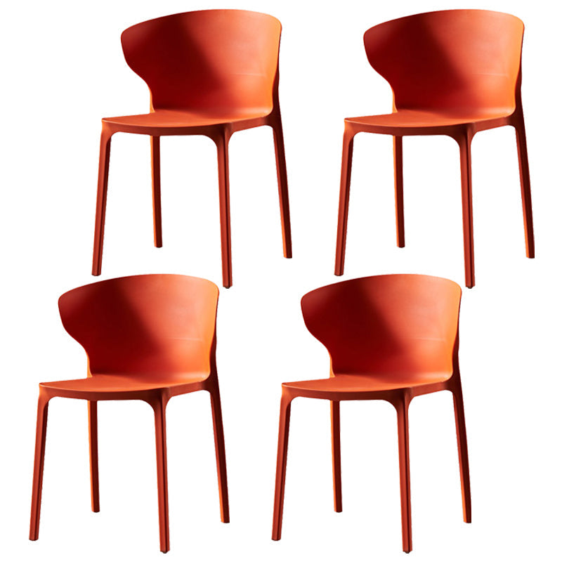 Modern Plastic Indoor Chair 35"H Wingback Side Dining Chair for Restaurant Orange 4 Piece Set Clearhalo ' kitchen&dining_furn' 'Dining Chairs' 'Dining Tables & Seating' 'dining_chair' 'furn' 'furn_dining_chair' 'Furniture' 'furniture_dining_chair' 'Kitchen & Dining Furniture' 'kitchen' 3542554