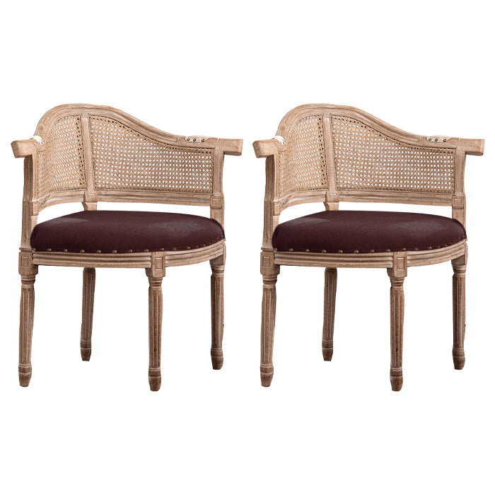 Solid Wood Country Style Dining Room Chair Matte Finish Open Back Dining Arm Chair Burgundy 2 Piece Set Clearhalo ' kitchen&dining_furn' 'Dining Chairs' 'Dining Tables & Seating' 'dining_chair' 'furn' 'furn_dining_chair' 'Furniture' 'furniture_dining_chair' 'Kitchen & Dining Furniture' 'kitchen' 3542563