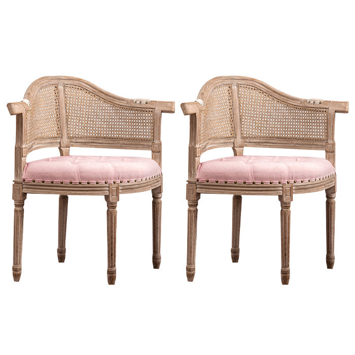 Solid Wood Country Style Dining Room Chair Matte Finish Open Back Dining Arm Chair Light Pink 2 Piece Set Clearhalo ' kitchen&dining_furn' 'Dining Chairs' 'Dining Tables & Seating' 'dining_chair' 'furn' 'furn_dining_chair' 'Furniture' 'furniture_dining_chair' 'Kitchen & Dining Furniture' 'kitchen' 3542568