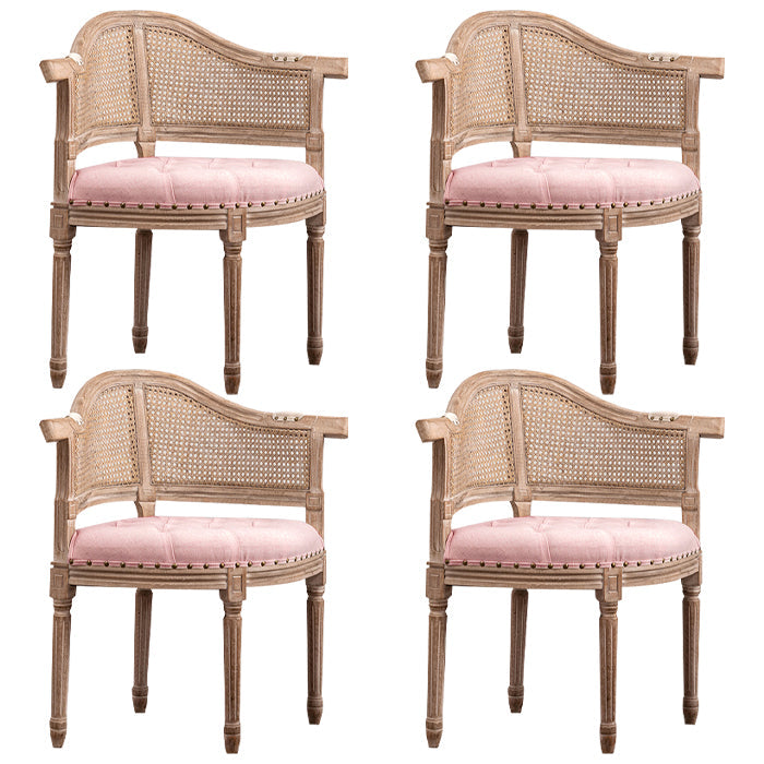 Solid Wood Country Style Dining Room Chair Matte Finish Open Back Dining Arm Chair Light Pink 4 Piece Set Clearhalo ' kitchen&dining_furn' 'Dining Chairs' 'Dining Tables & Seating' 'dining_chair' 'furn' 'furn_dining_chair' 'Furniture' 'furniture_dining_chair' 'Kitchen & Dining Furniture' 'kitchen' 3542571