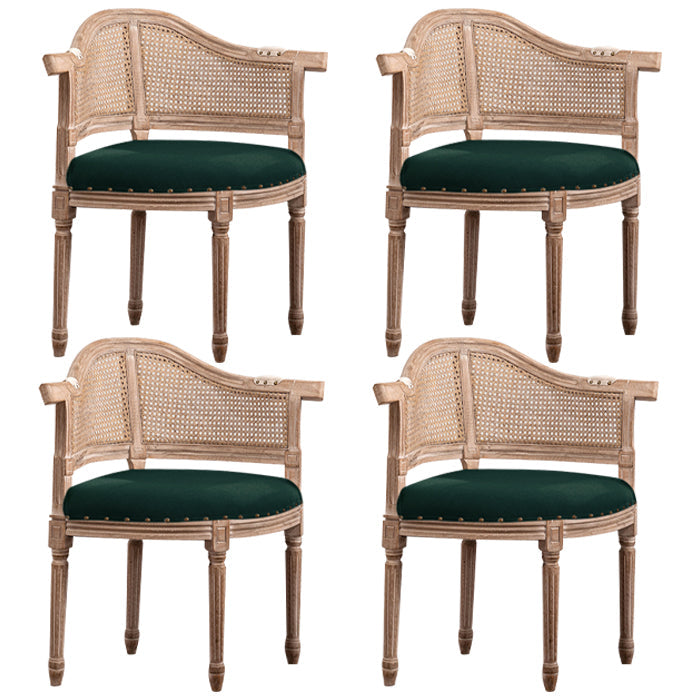 Solid Wood Country Style Dining Room Chair Matte Finish Open Back Dining Arm Chair Blackish Green 4 Piece Set Clearhalo ' kitchen&dining_furn' 'Dining Chairs' 'Dining Tables & Seating' 'dining_chair' 'furn' 'furn_dining_chair' 'Furniture' 'furniture_dining_chair' 'Kitchen & Dining Furniture' 'kitchen' 3542576
