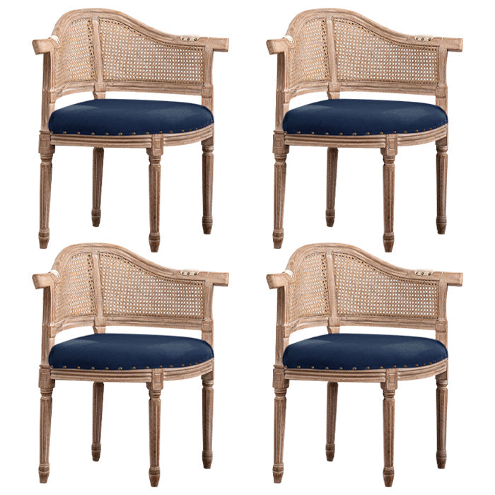 Solid Wood Country Style Dining Room Chair Matte Finish Open Back Dining Arm Chair Navy Blue 4 Piece Set Clearhalo ' kitchen&dining_furn' 'Dining Chairs' 'Dining Tables & Seating' 'dining_chair' 'furn' 'furn_dining_chair' 'Furniture' 'furniture_dining_chair' 'Kitchen & Dining Furniture' 'kitchen' 3542582