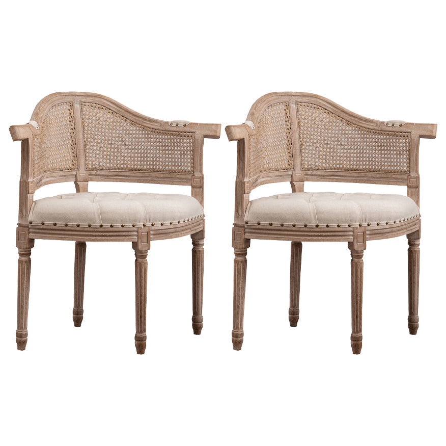 Solid Wood Country Style Dining Room Chair Matte Finish Open Back Dining Arm Chair Off-White 2 Piece Set Clearhalo ' kitchen&dining_furn' 'Dining Chairs' 'Dining Tables & Seating' 'dining_chair' 'furn' 'furn_dining_chair' 'Furniture' 'furniture_dining_chair' 'Kitchen & Dining Furniture' 'kitchen' 3542584