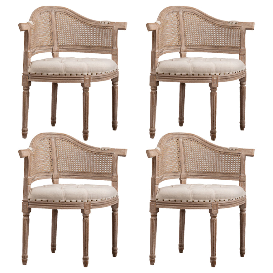 Solid Wood Country Style Dining Room Chair Matte Finish Open Back Dining Arm Chair Off-White 4 Piece Set Clearhalo ' kitchen&dining_furn' 'Dining Chairs' 'Dining Tables & Seating' 'dining_chair' 'furn' 'furn_dining_chair' 'Furniture' 'furniture_dining_chair' 'Kitchen & Dining Furniture' 'kitchen' 3542585