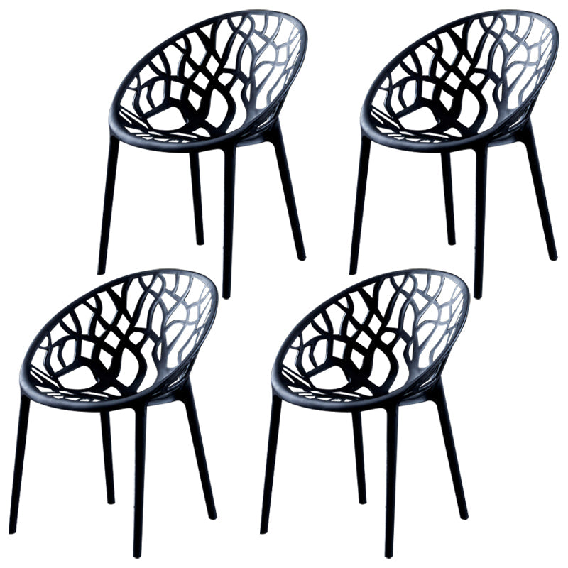 Scandinavian Plastic Dining Chair Cross Back Side Chair with 4 Legs for Home Use Black 4 Piece Set Clearhalo ' kitchen&dining_furn' 'Dining Chairs' 'Dining Tables & Seating' 'dining_chair' 'furn' 'furn_dining_chair' 'Furniture' 'furniture_dining_chair' 'Kitchen & Dining Furniture' 'kitchen' 3542589