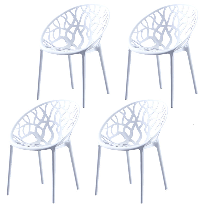 Scandinavian Plastic Dining Chair Cross Back Side Chair with 4 Legs for Home Use White 4 Piece Set Clearhalo ' kitchen&dining_furn' 'Dining Chairs' 'Dining Tables & Seating' 'dining_chair' 'furn' 'furn_dining_chair' 'Furniture' 'furniture_dining_chair' 'Kitchen & Dining Furniture' 'kitchen' 3542593