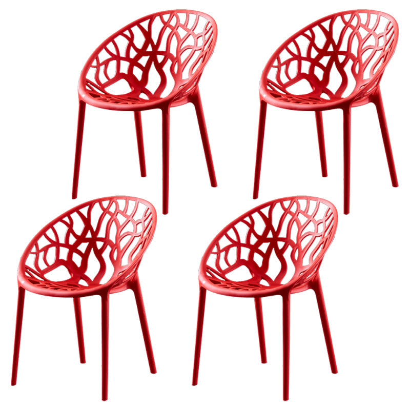 Scandinavian Plastic Dining Chair Cross Back Side Chair with 4 Legs for Home Use Red 4 Piece Set Clearhalo ' kitchen&dining_furn' 'Dining Chairs' 'Dining Tables & Seating' 'dining_chair' 'furn' 'furn_dining_chair' 'Furniture' 'furniture_dining_chair' 'Kitchen & Dining Furniture' 'kitchen' 3542598