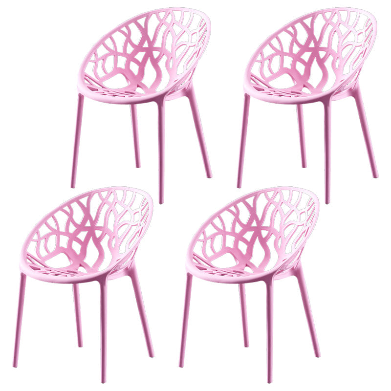 Scandinavian Plastic Dining Chair Cross Back Side Chair with 4 Legs for Home Use Pink 4 Piece Set Clearhalo ' kitchen&dining_furn' 'Dining Chairs' 'Dining Tables & Seating' 'dining_chair' 'furn' 'furn_dining_chair' 'Furniture' 'furniture_dining_chair' 'Kitchen & Dining Furniture' 'kitchen' 3542601