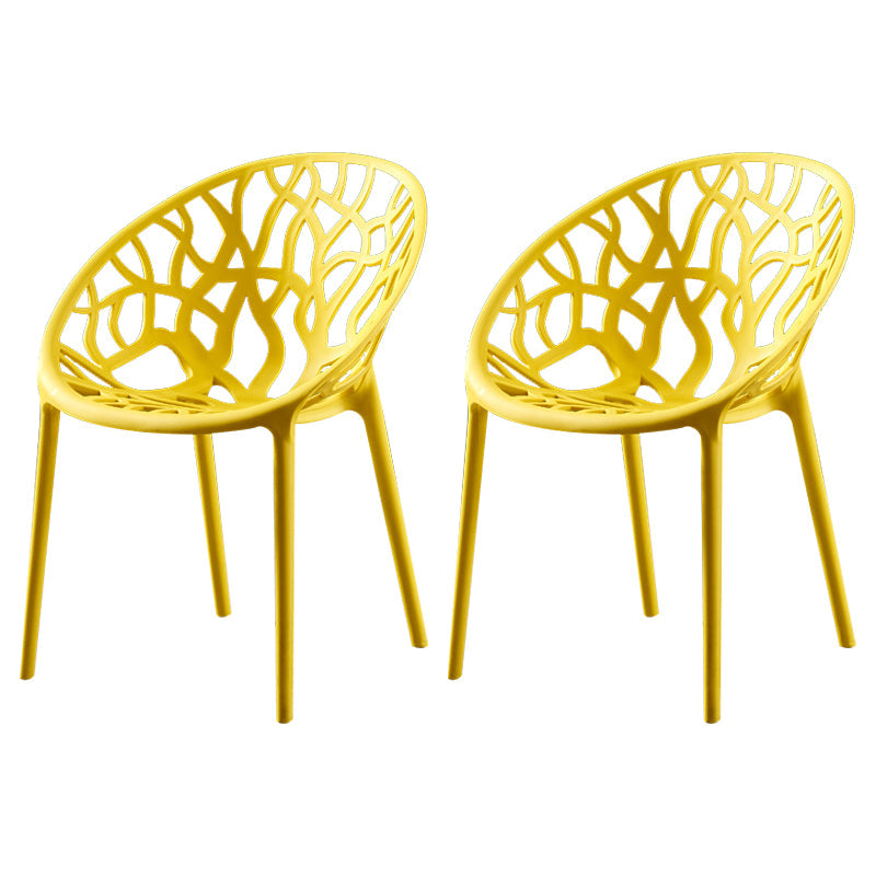 Scandinavian Plastic Dining Chair Cross Back Side Chair with 4 Legs for Home Use Yellow 2 Piece Set Clearhalo ' kitchen&dining_furn' 'Dining Chairs' 'Dining Tables & Seating' 'dining_chair' 'furn' 'furn_dining_chair' 'Furniture' 'furniture_dining_chair' 'Kitchen & Dining Furniture' 'kitchen' 3542603