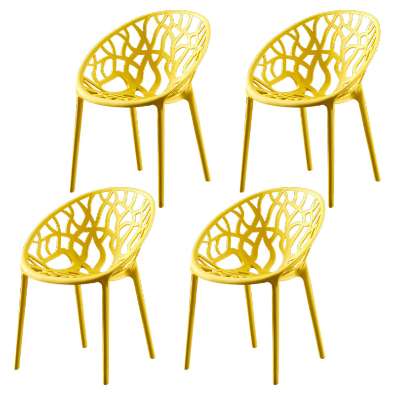 Scandinavian Plastic Dining Chair Cross Back Side Chair with 4 Legs for Home Use Yellow 4 Piece Set Clearhalo ' kitchen&dining_furn' 'Dining Chairs' 'Dining Tables & Seating' 'dining_chair' 'furn' 'furn_dining_chair' 'Furniture' 'furniture_dining_chair' 'Kitchen & Dining Furniture' 'kitchen' 3542604