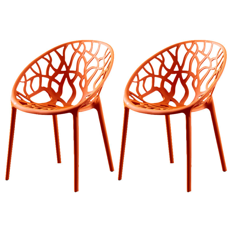 Scandinavian Plastic Dining Chair Cross Back Side Chair with 4 Legs for Home Use Orange 2 Piece Set Clearhalo ' kitchen&dining_furn' 'Dining Chairs' 'Dining Tables & Seating' 'dining_chair' 'furn' 'furn_dining_chair' 'Furniture' 'furniture_dining_chair' 'Kitchen & Dining Furniture' 'kitchen' 3542606