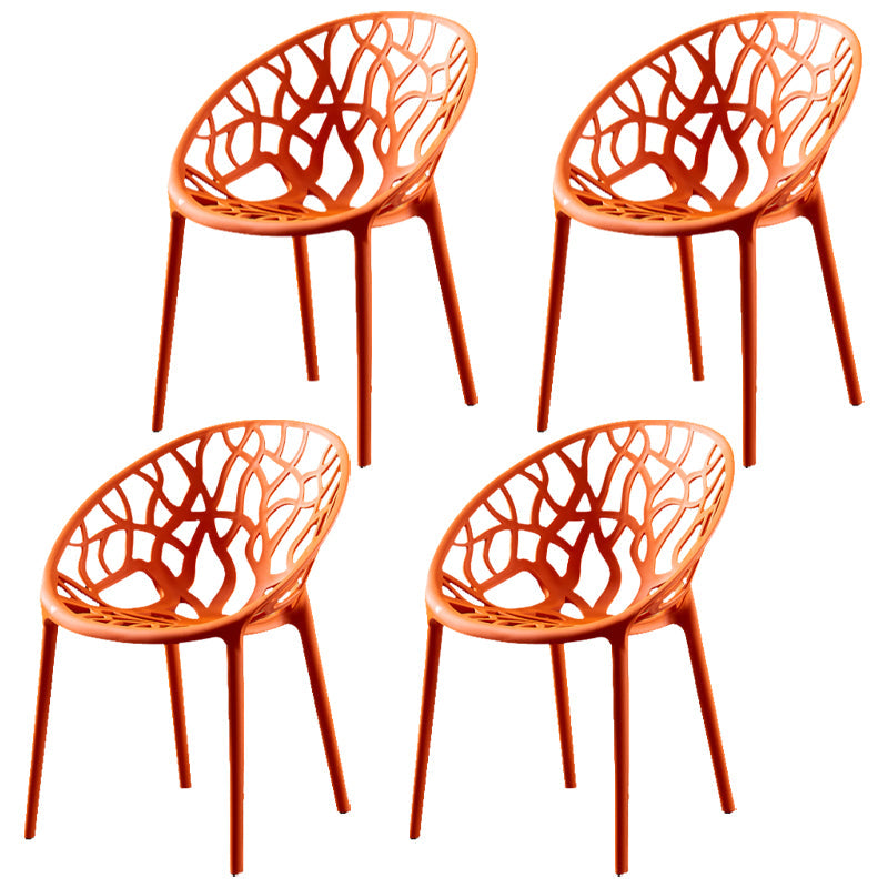 Scandinavian Plastic Dining Chair Cross Back Side Chair with 4 Legs for Home Use Orange 4 Piece Set Clearhalo ' kitchen&dining_furn' 'Dining Chairs' 'Dining Tables & Seating' 'dining_chair' 'furn' 'furn_dining_chair' 'Furniture' 'furniture_dining_chair' 'Kitchen & Dining Furniture' 'kitchen' 3542607