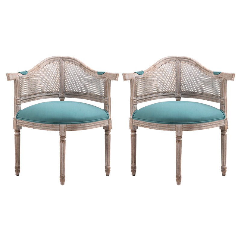 Country Style Wicker Dining Chairs Dining Room Arm Chair With Natural Legs Blue 2 Piece Set Clearhalo ' kitchen&dining_furn' 'Dining Chairs' 'Dining Tables & Seating' 'dining_chair' 'furn' 'furn_dining_chair' 'Furniture' 'furniture_dining_chair' 'Kitchen & Dining Furniture' 'kitchen' 3544924