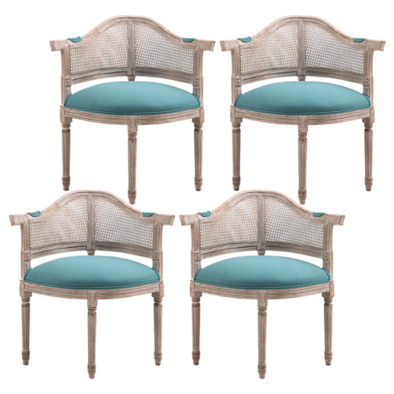 Country Style Wicker Dining Chairs Dining Room Arm Chair With Natural Legs Blue 4 Piece Set Clearhalo ' kitchen&dining_furn' 'Dining Chairs' 'Dining Tables & Seating' 'dining_chair' 'furn' 'furn_dining_chair' 'Furniture' 'furniture_dining_chair' 'Kitchen & Dining Furniture' 'kitchen' 3544926
