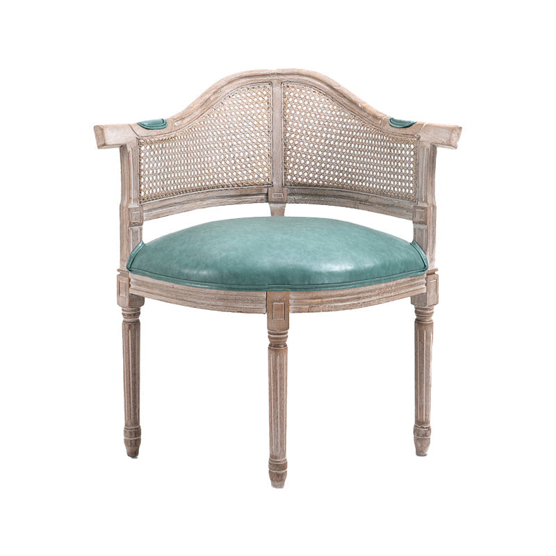 Country Style Wicker Dining Chairs Dining Room Arm Chair With Natural Legs Light Blue 1 Piece Clearhalo ' kitchen&dining_furn' 'Dining Chairs' 'Dining Tables & Seating' 'dining_chair' 'furn' 'furn_dining_chair' 'Furniture' 'furniture_dining_chair' 'Kitchen & Dining Furniture' 'kitchen' 3544928