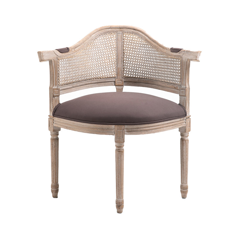 Country Style Wicker Dining Chairs Dining Room Arm Chair With Natural Legs Chocolate 1 Piece Clearhalo ' kitchen&dining_furn' 'Dining Chairs' 'Dining Tables & Seating' 'dining_chair' 'furn' 'furn_dining_chair' 'Furniture' 'furniture_dining_chair' 'Kitchen & Dining Furniture' 'kitchen' 3544940