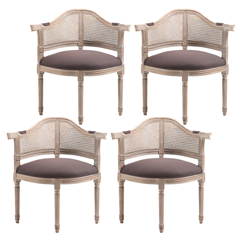 Country Style Wicker Dining Chairs Dining Room Arm Chair With Natural Legs Chocolate 4 Piece Set Clearhalo ' kitchen&dining_furn' 'Dining Chairs' 'Dining Tables & Seating' 'dining_chair' 'furn' 'furn_dining_chair' 'Furniture' 'furniture_dining_chair' 'Kitchen & Dining Furniture' 'kitchen' 3544942